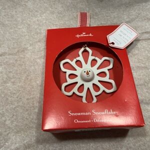Hallmark Festive Red and White Snowman Ornament